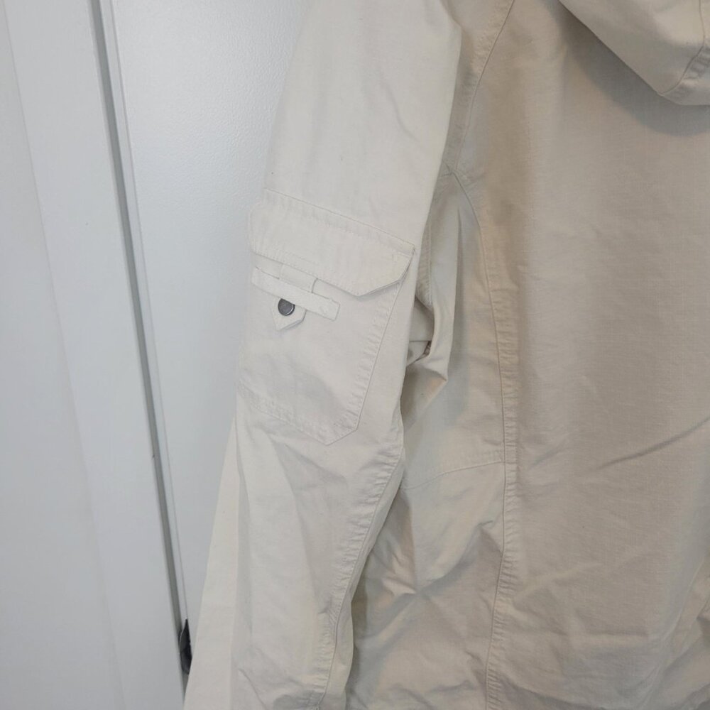 Women's Cabelas Jacket Full Zip 100% Cotten Hooded Off White Sz XL Lightweight - Picture 8 of 8